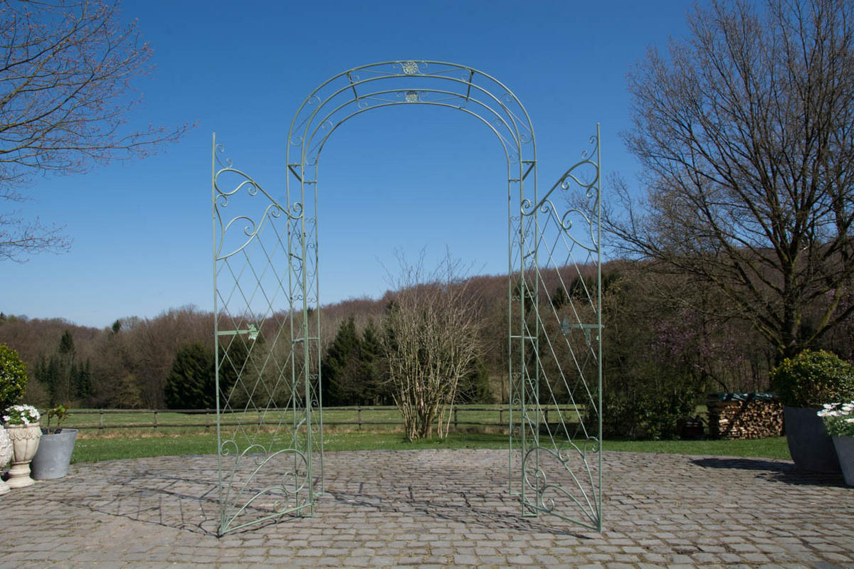 ROSENBOGEN Minden Tor 120x40x220cm Metall Antik-Grün Rankhilfe - Grün, Metall (120/220/40cm) - DELUKE