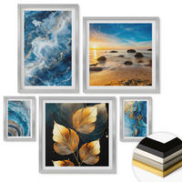 WANDBILDER 5er Set - 50x50 cm & 20x30 cm & 40x60 cm Silberner Rahmen - Porträt einer Frau, Auge, Farben, Emotionen - Silberfarben, Kunststoff (40/60cm) - ArtPrintCave