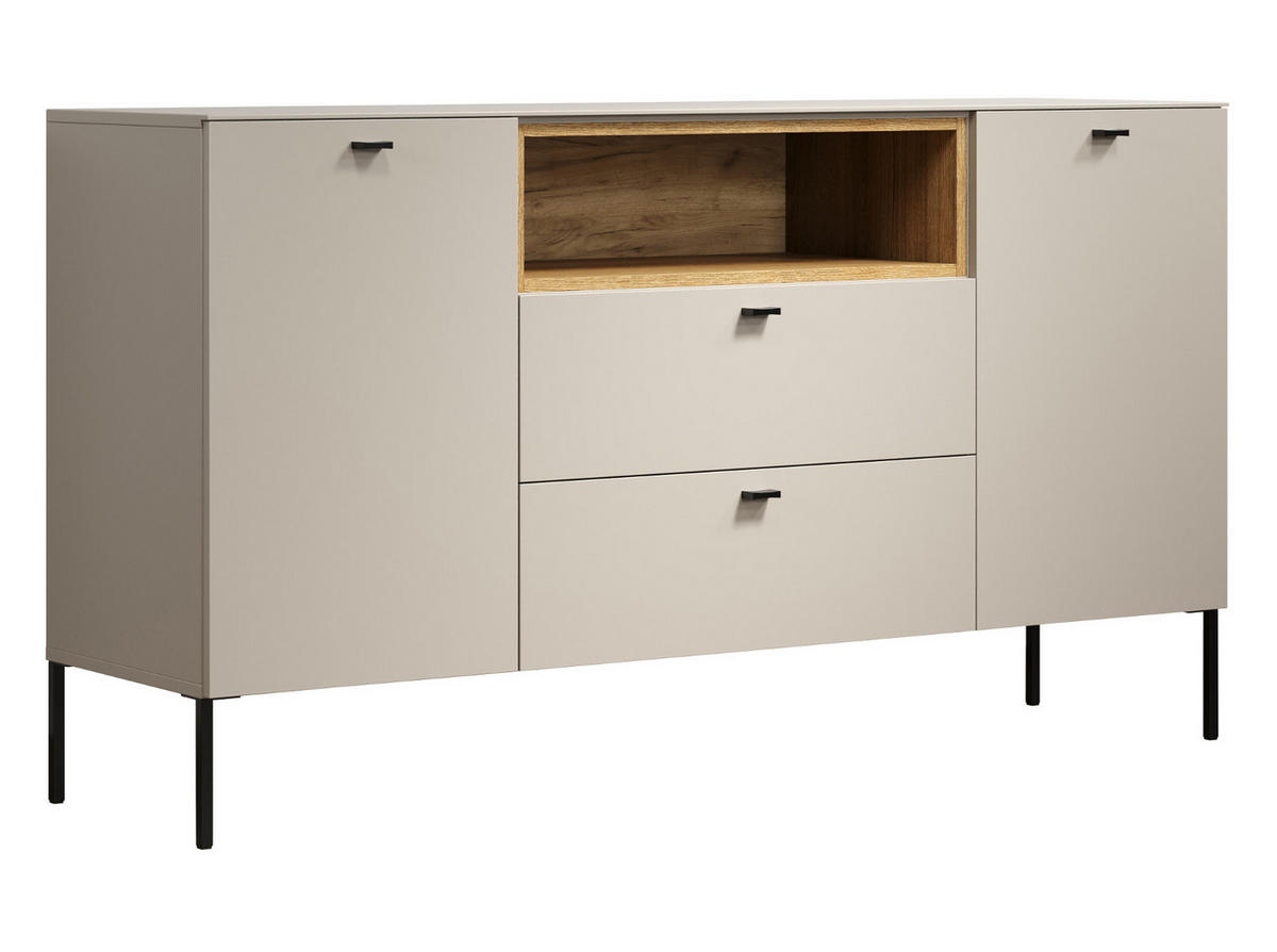 SIDEBOARD Sand, Evoke Eiche 154 cm, Kommode mit Soft-Close - Sandfarben/Kaschmir, Holzwerkstoff/Metall (154/85/42cm) - Top.Furn