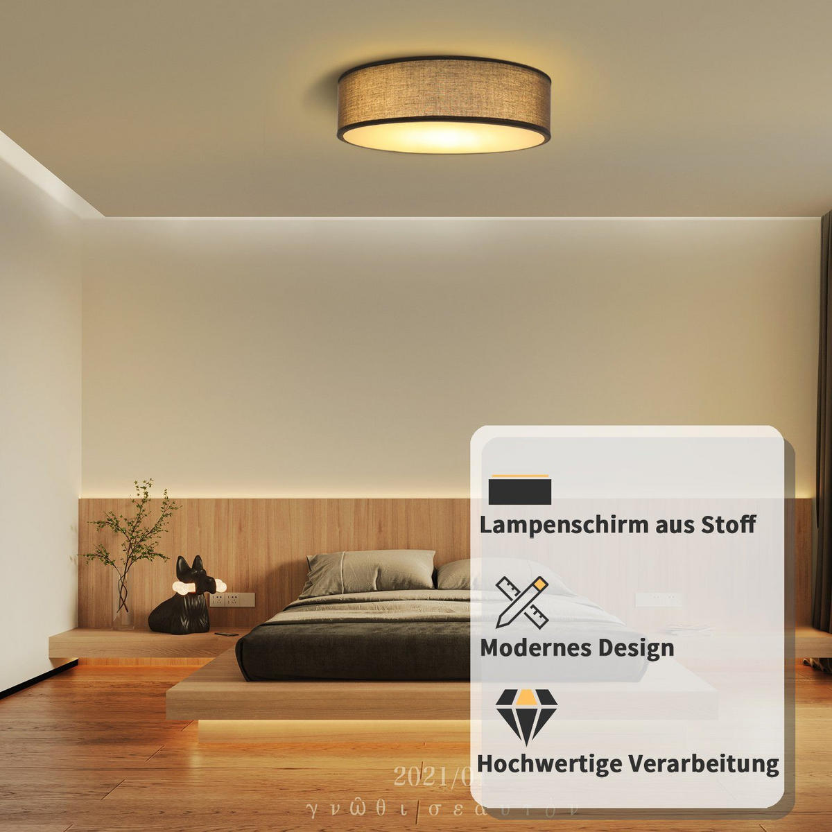 LED-DECKENLEUCHTE Kelsar 38.0/38.0/10.5 cm - Schwarz, Textil (38/38/10.5cm) - ZMH