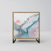 SIDEBOARD VELVET CROSSING, Eichefarben, 57,5x42x67,5 cm, Schwarze Metall-Rahmenfüße - Eichefarben/Multicolor, Holzwerkstoff/Metall (57.5/67.5/42cm) - SpaceRebels
