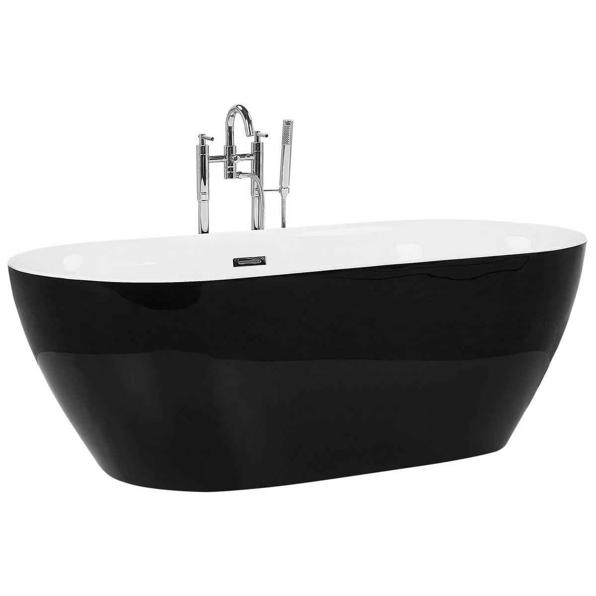 BADEWANNE FREISTEHEND 75x160x58 cm schwarz Carrera - Schwarz, Kunststoff (75/58/160cm) - Beliani