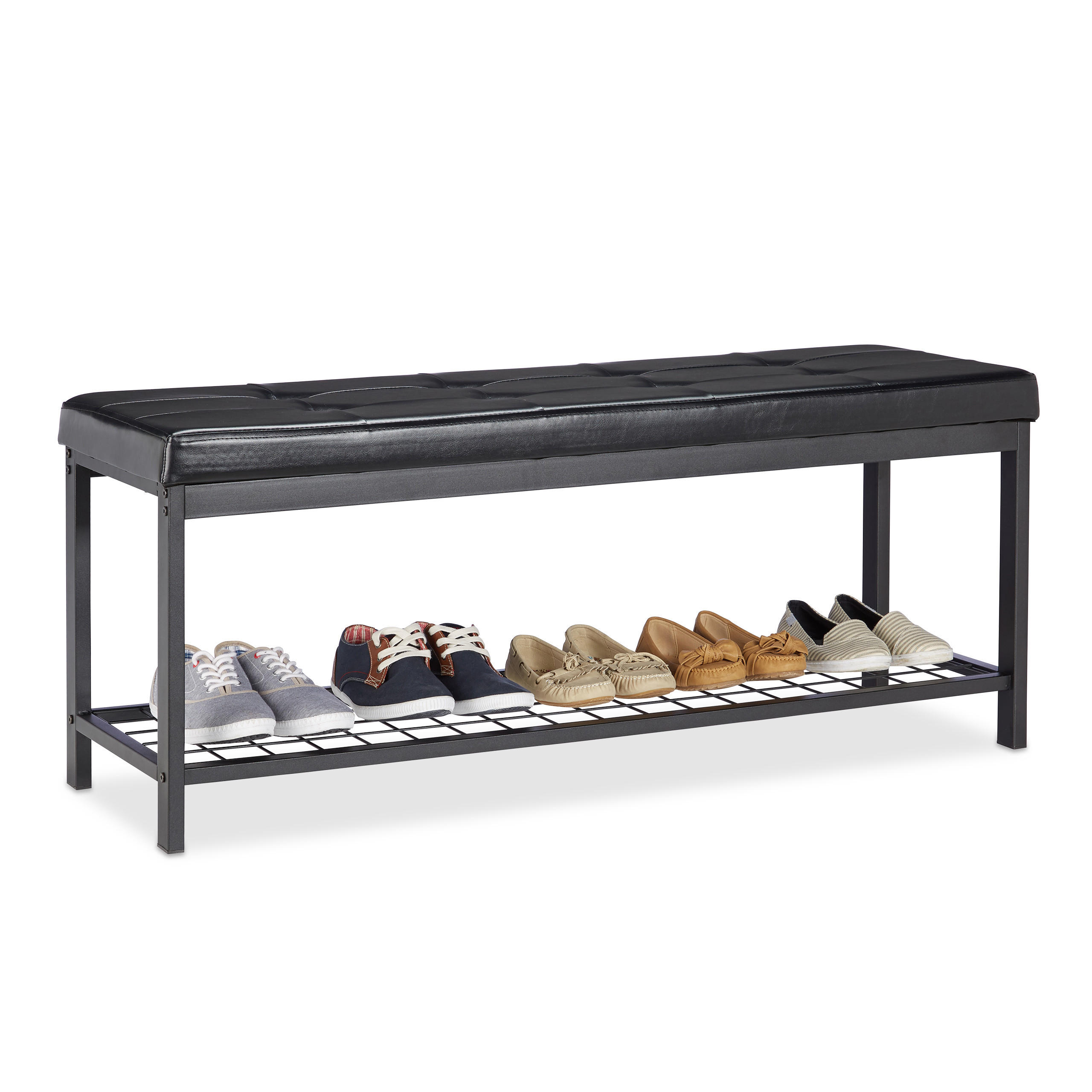 SCHUHBANK - Schwarz, Holzwerkstoff/Textil (115/49/40cm) - Relaxdays