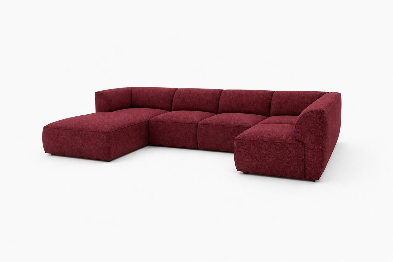 WOHNLANDSCHAFT MOVO - modulares Ecksofa bordeaux – modernes Design und flexible Gestaltung, links - Dunkelgrün/Bordeaux, Kunststoff/Textil (156/78/345cm) - KS Home Concept