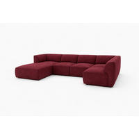 WOHNLANDSCHAFT MOVO - modulares Ecksofa bordeaux – modernes Design und flexible Gestaltung, links - Dunkelgrün/Bordeaux, Kunststoff/Textil (156/78/345cm) - KS Home Concept