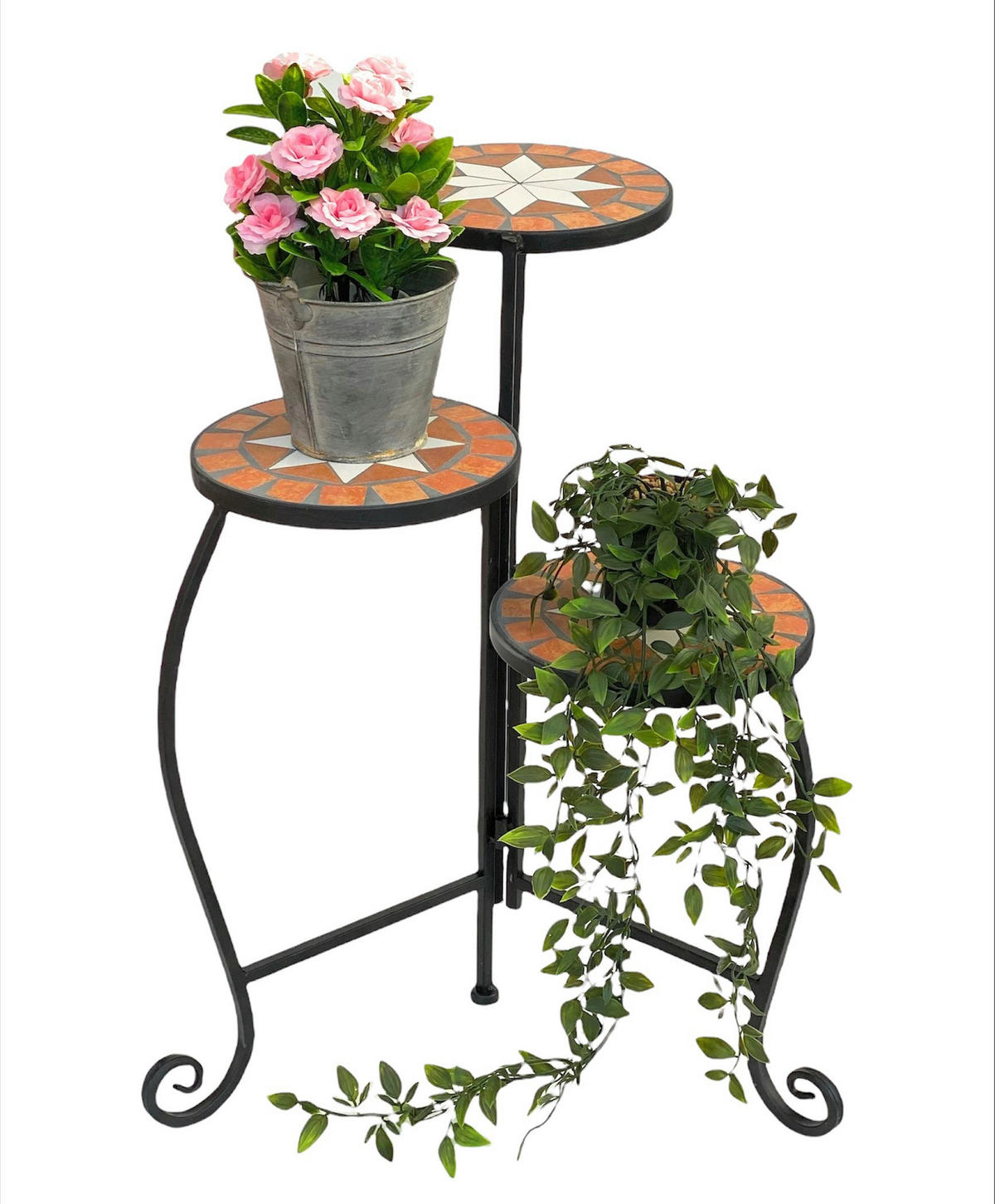 BLUMENTREPPE Mosaik 3 Ebenen 55 cm 12020 - Schwarz, Metall (45/55/45cm) - DanDiBo