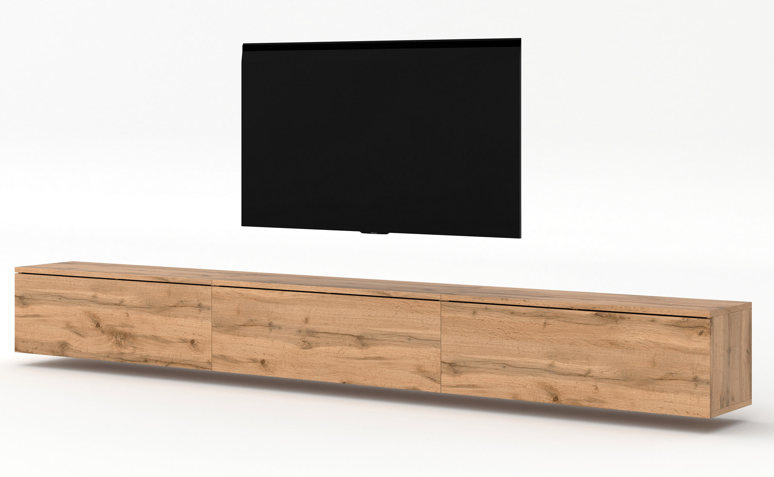 LOWBOARD Loriano 3x100 Eiche Wotan 300/34/32 cm – Hängendes TV Board - Braun, Holzwerkstoff/Kunststoff (300/34/32cm) - AX Living