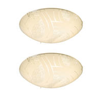 LED DECKENLEUCHTE Metall Weiß Kristalloptik 2er Set - Weiß, Glas (25/25/8cm) - Globo Lighting