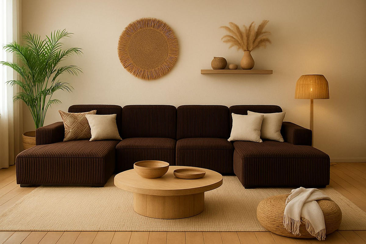 ECKSOFA Cursal U-Form, Stoff Poso, Braun - Braun, Holz (364/166cm) - Kaiser Möbel