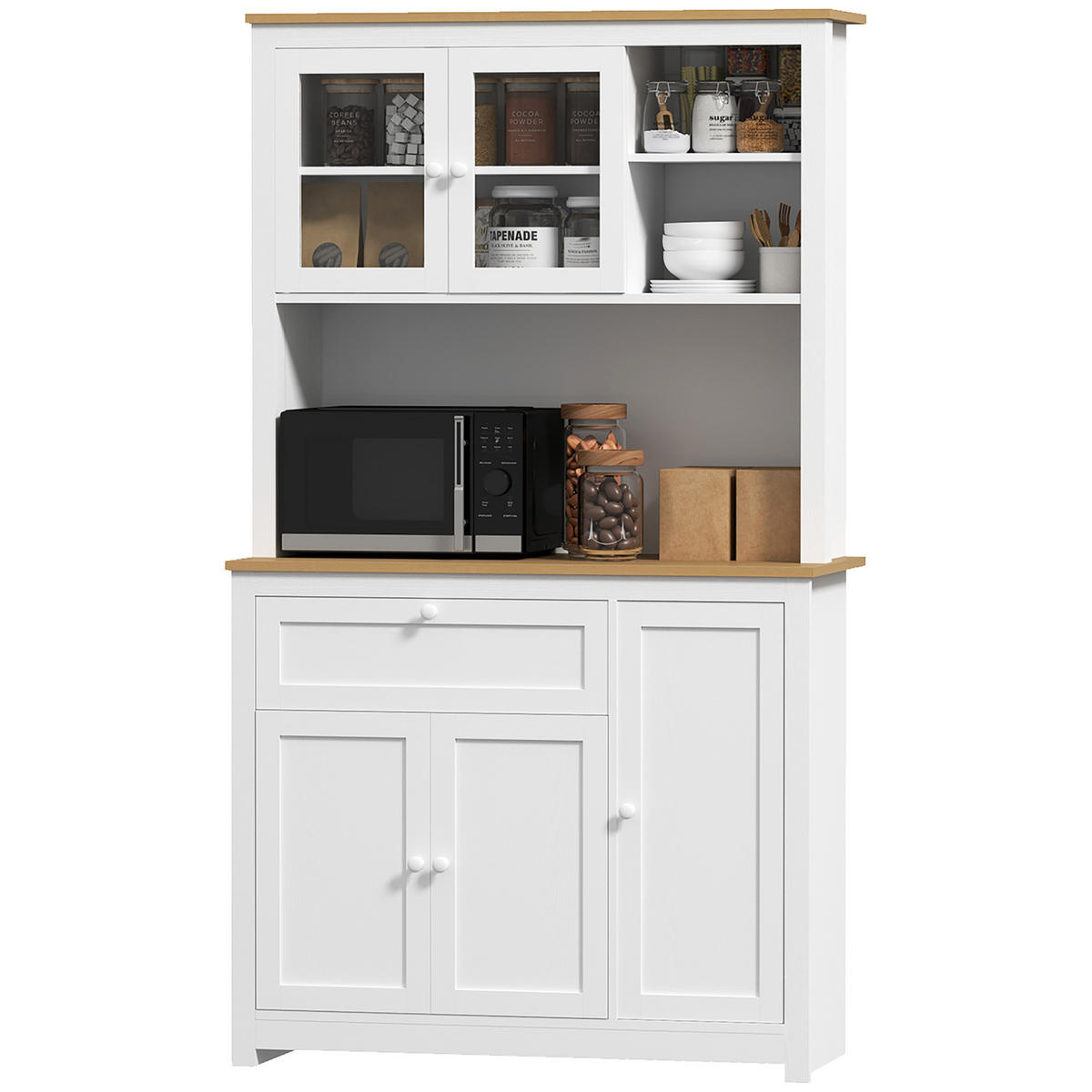 BUFFET DE-08676 Natur+Weiß - Weiß, Holzwerkstoff (40/180/100cm) - ComfortXL