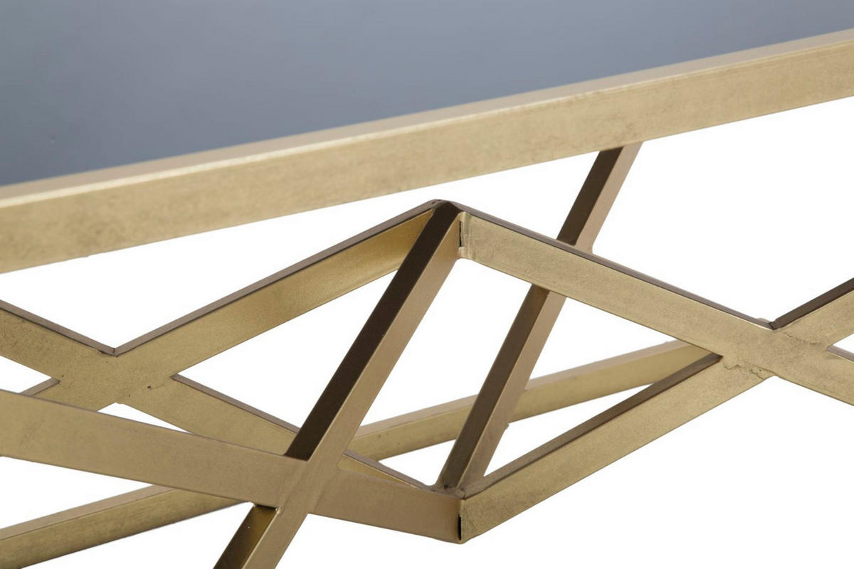 COUCHTISCH Piramid, goldfarben und schwarz, Eisen und Glas, 110 x 60 x 45 cm - Goldfarben/Schwarz, Glas/Metall (60/110/45cm) - Mauro Ferretti