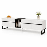 LOWBOARD in Weiß und Schwarz TV-Schrank mit Klappfach und offenen Fächern für Wohnzimmer, B180/T38/H45 cm - Schwarz/Weiß, Holzwerkstoff/Metall (180/45/38cm) - STILVORA