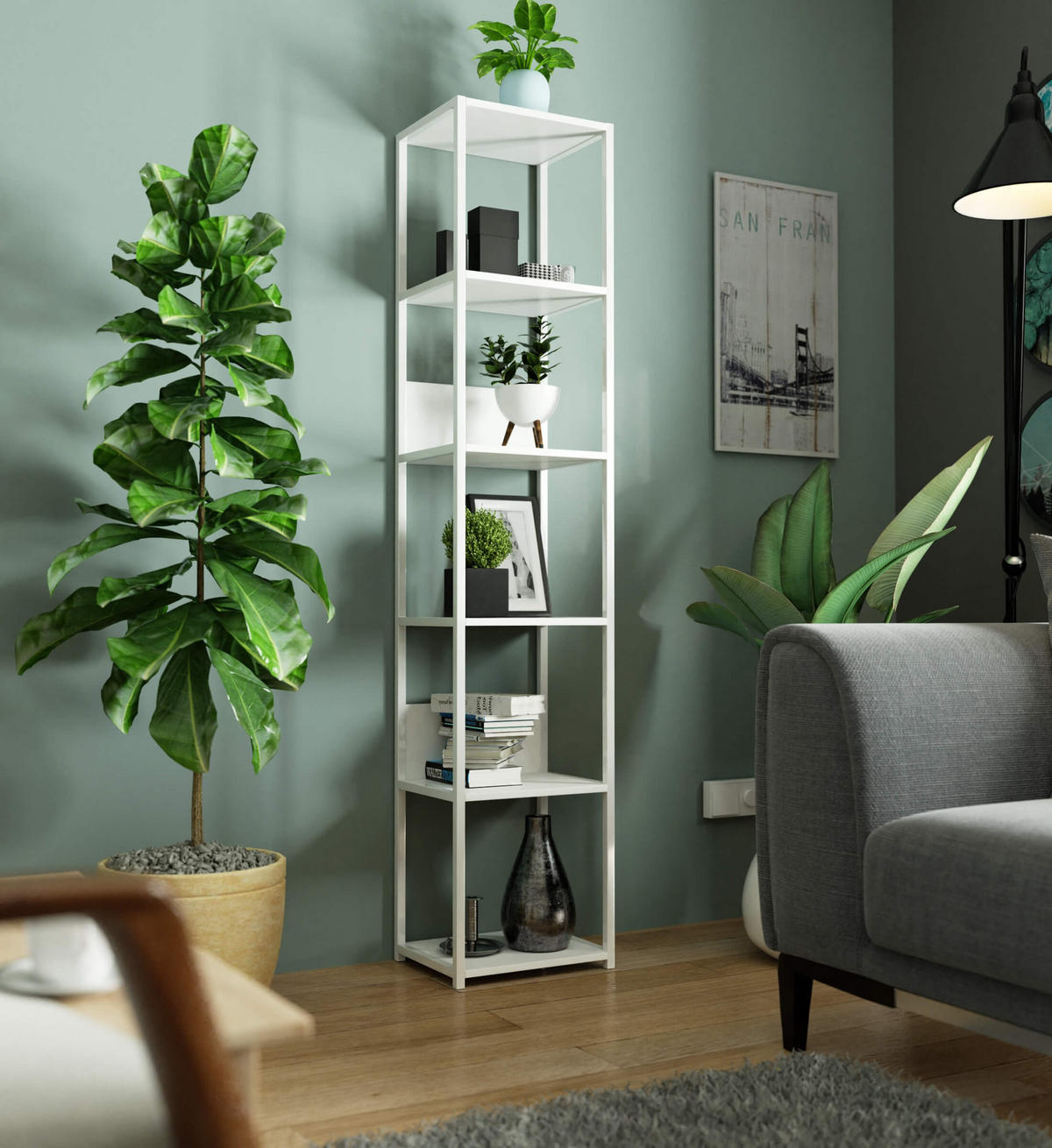 LOFT-REGAL Weiß 40x192x32 cm - Weiß, Holzwerkstoff/Metall (40/192/32cm) - Akord