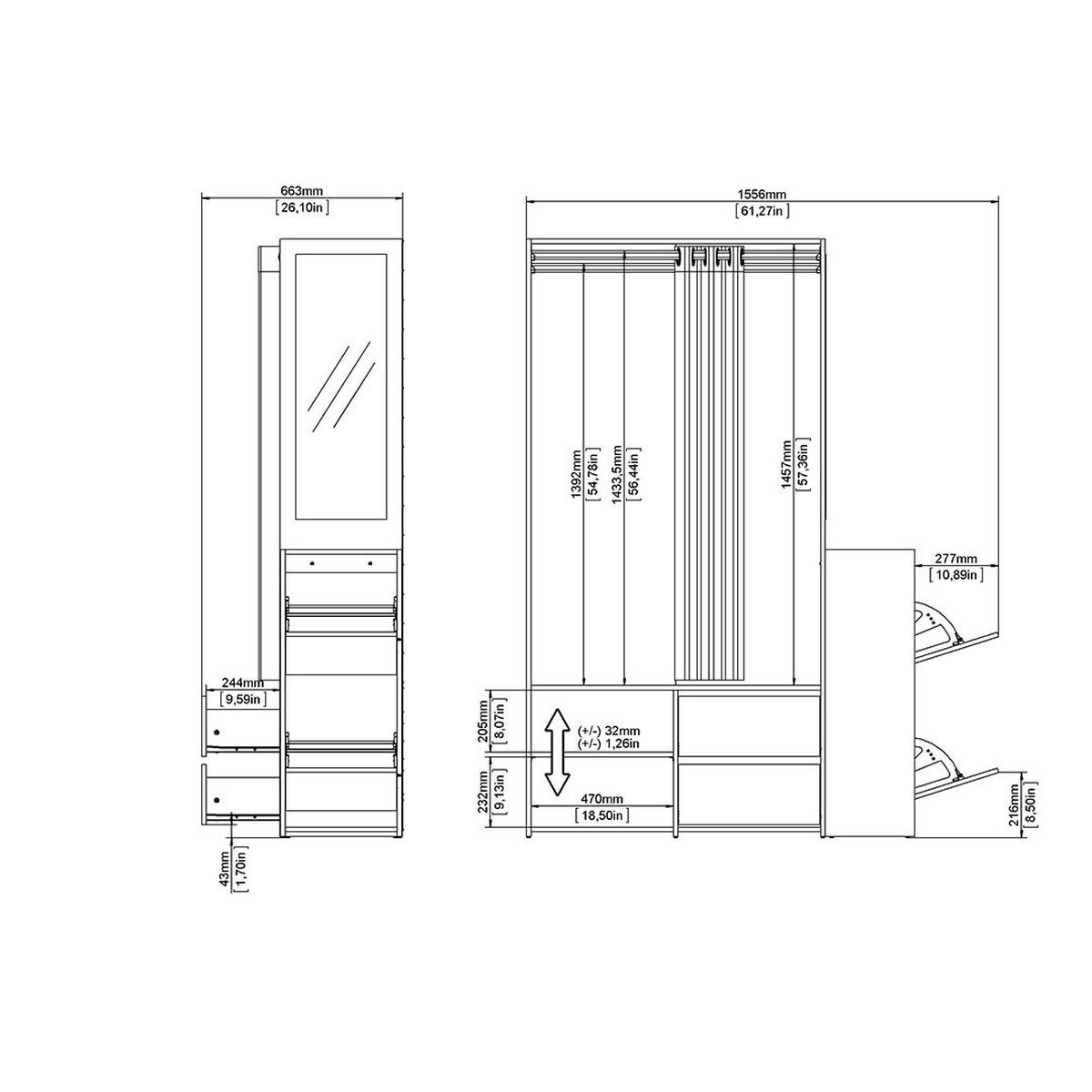 KLEIDERSCHRANK Kimmy Walnussfarben 128/41/198 cm - Walnussfarben/Schwarz, Holzwerkstoff (128/198/41cm) - ebuy24