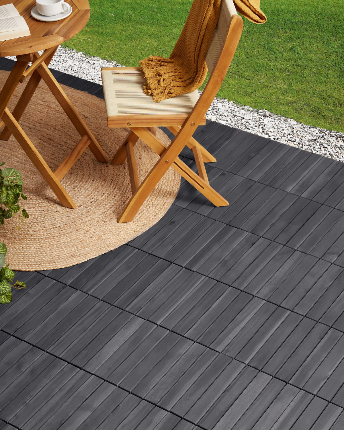 TERRASENFLIESEN 10 Stück Grau Accettura - Grau, Holz (30/30cm) - Beliani