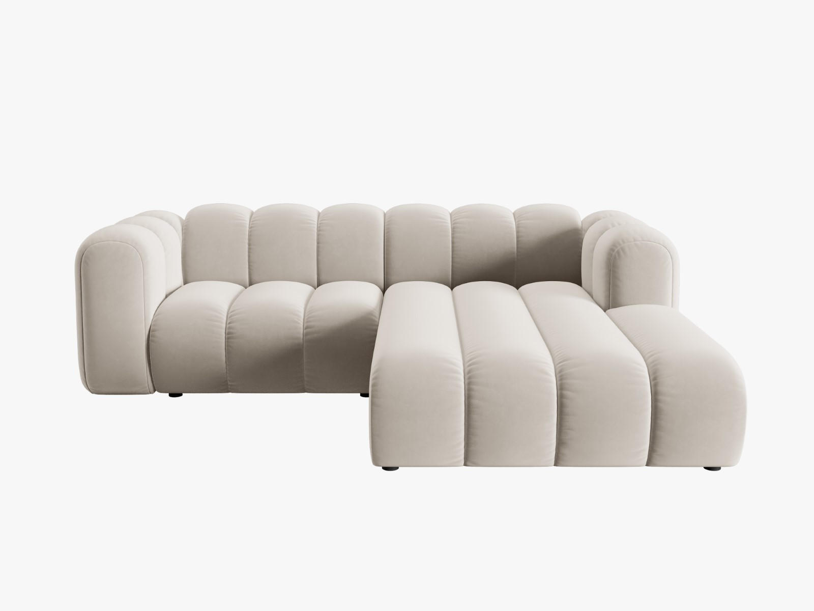 ECKSOFA modular rechts Lupine aus Samt beige 3 Sitzplätze - Beige, Textil (177/230cm) - Micadoni