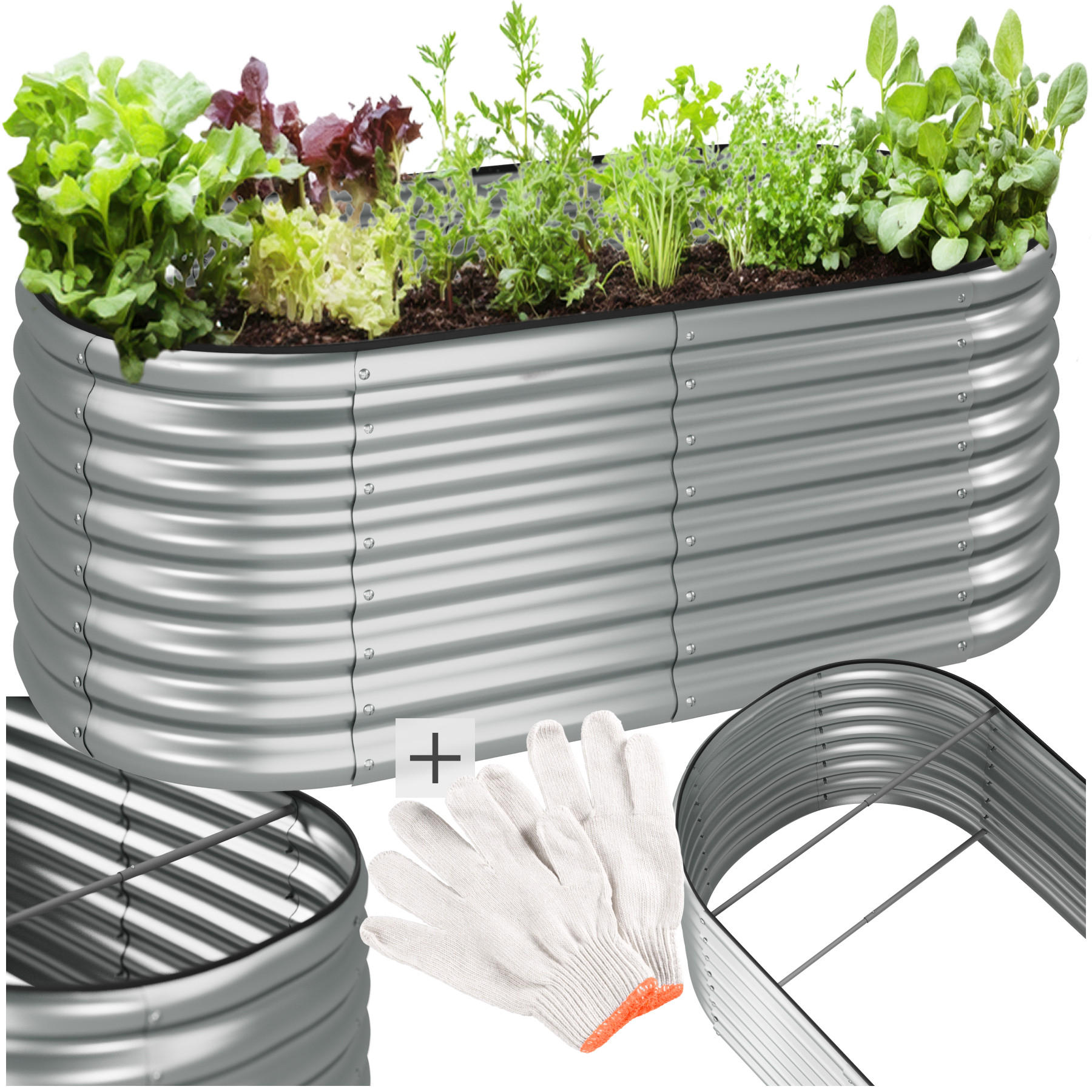 HOCHBEET Flormma,160 x 80 x 60 cm,silber - Silberfarben, Metall (160/60/80cm) - tectake