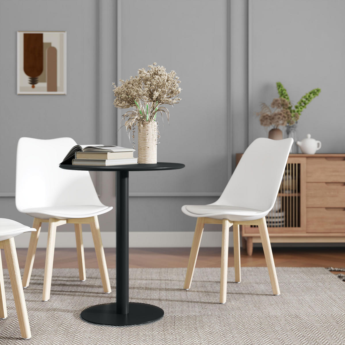 ESSTISCH DE-08390 für drinnen & draußen, 2 Personen Schwarz - Schwarz, Metall (60/60/72cm) - ComfortXL