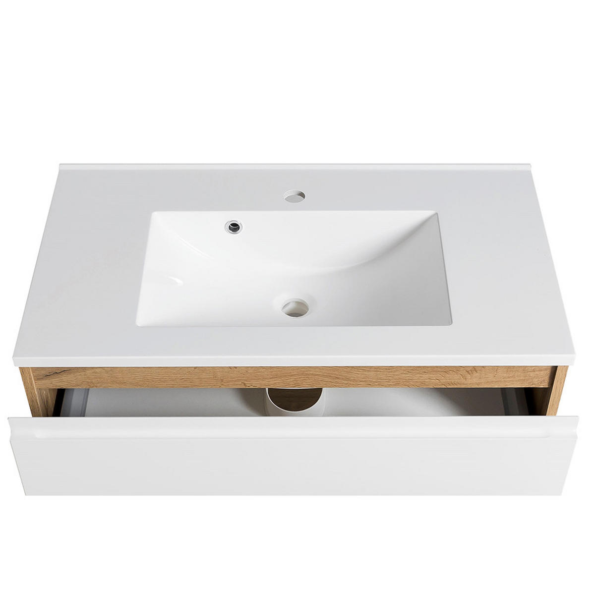WASCHTISCH Vasto-03 - Weiß/Braun, Holzwerkstoff (80/56/47cm) - Lomado