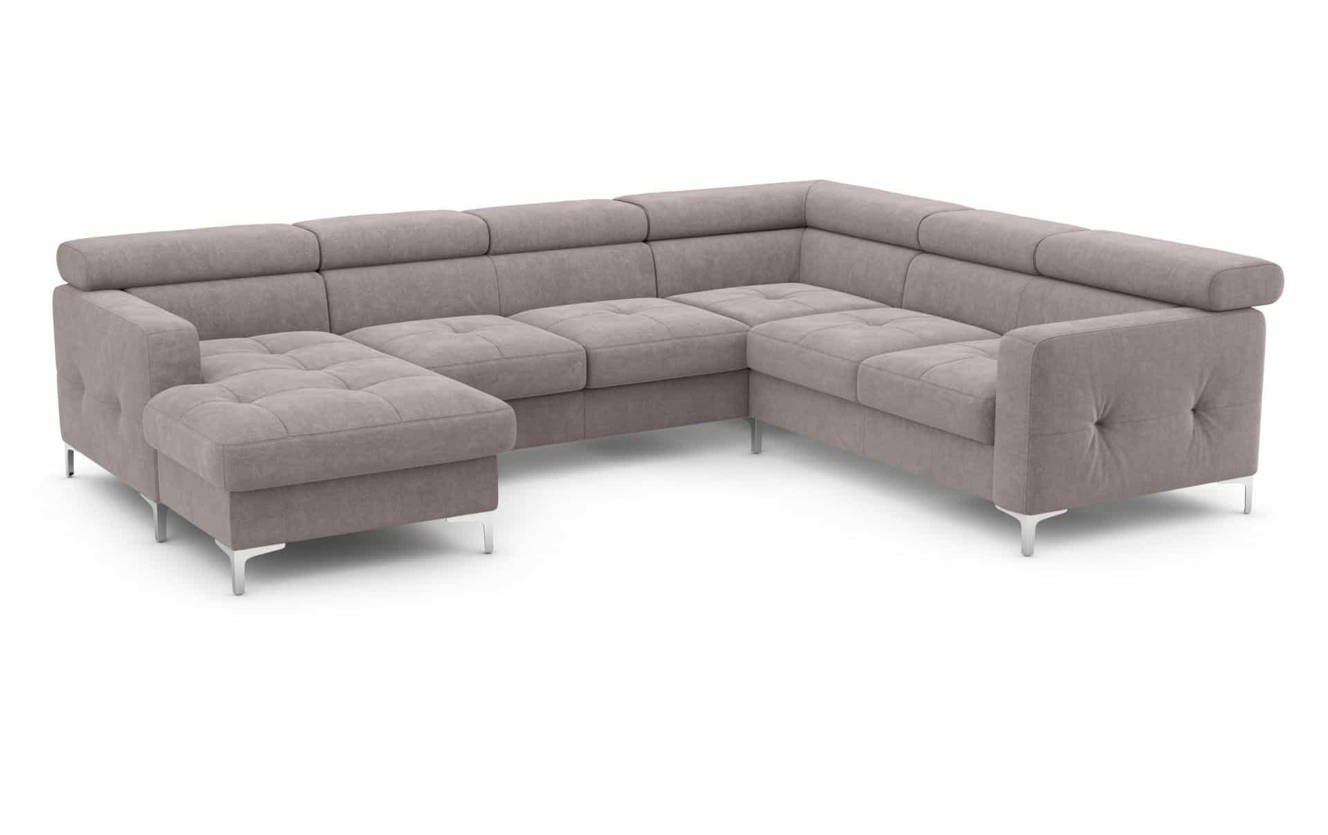 WOHNLANDSCHAFT mit Schlaffunktion und Bettkasten - Chromfarben/Silberfarben, Holz/Textil (240/74/304cm) - Cotta