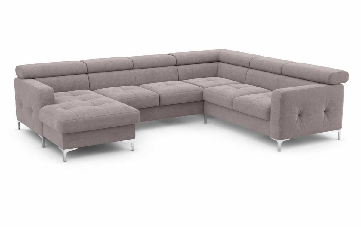 WOHNLANDSCHAFT mit Schlaffunktion und Bettkasten - Chromfarben/Silberfarben, Holz/Textil (240/74/304cm) - Cotta