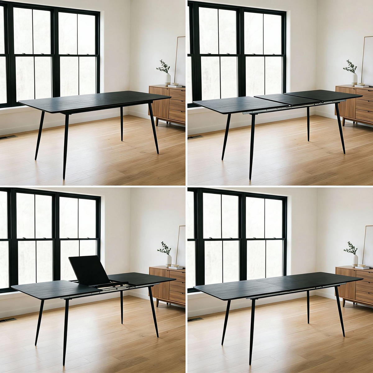 ESSTISCH ORSA schwarz - Schwarz, Holzwerkstoff/Metall (80/160/76cm) - IDIMEX