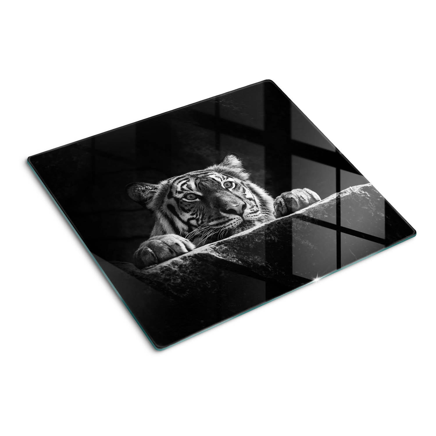 GLASPLATTE 60x52 cm Tiger - Schwarz, Glas (60/52cm) - TULUP
