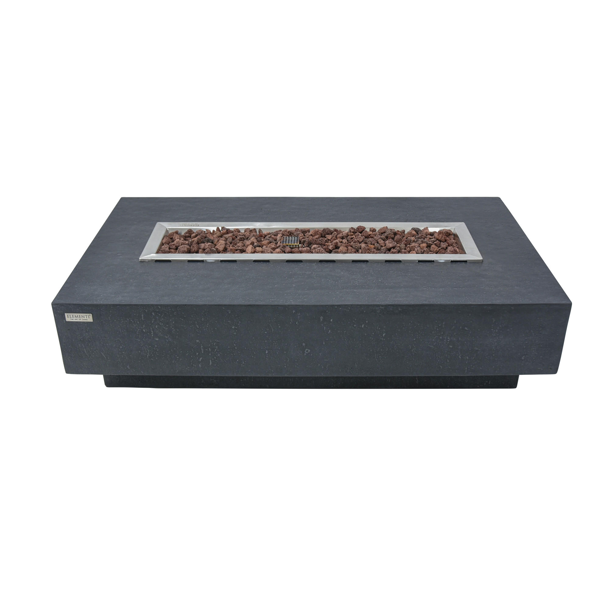 FEUERTISCH HAMPTON Gasfeuerstelle aus GF-Beton 142/35/35 cm - Dunkelgrau, Naturmaterialien (81/35/142cm) - Elementi