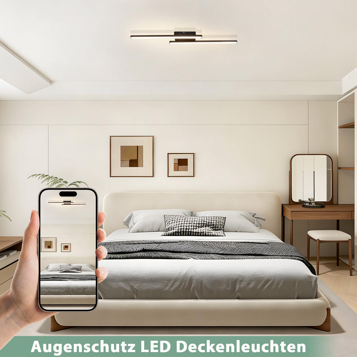 LED DECKENLEUCHTE Krythyn 61.5/7/5 cm - Schwarz, Kunststoff/Metall (61.5/7/5cm) - ZMH