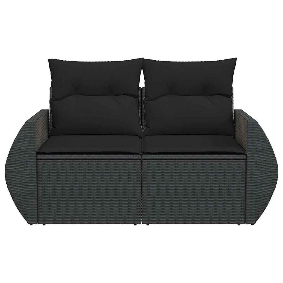 GARTENSOFA Mit Kissen 2-Sitzer Schwarz Poly Rattan - Schwarz, Kunststoff (142/69/62cm) - vidaXL