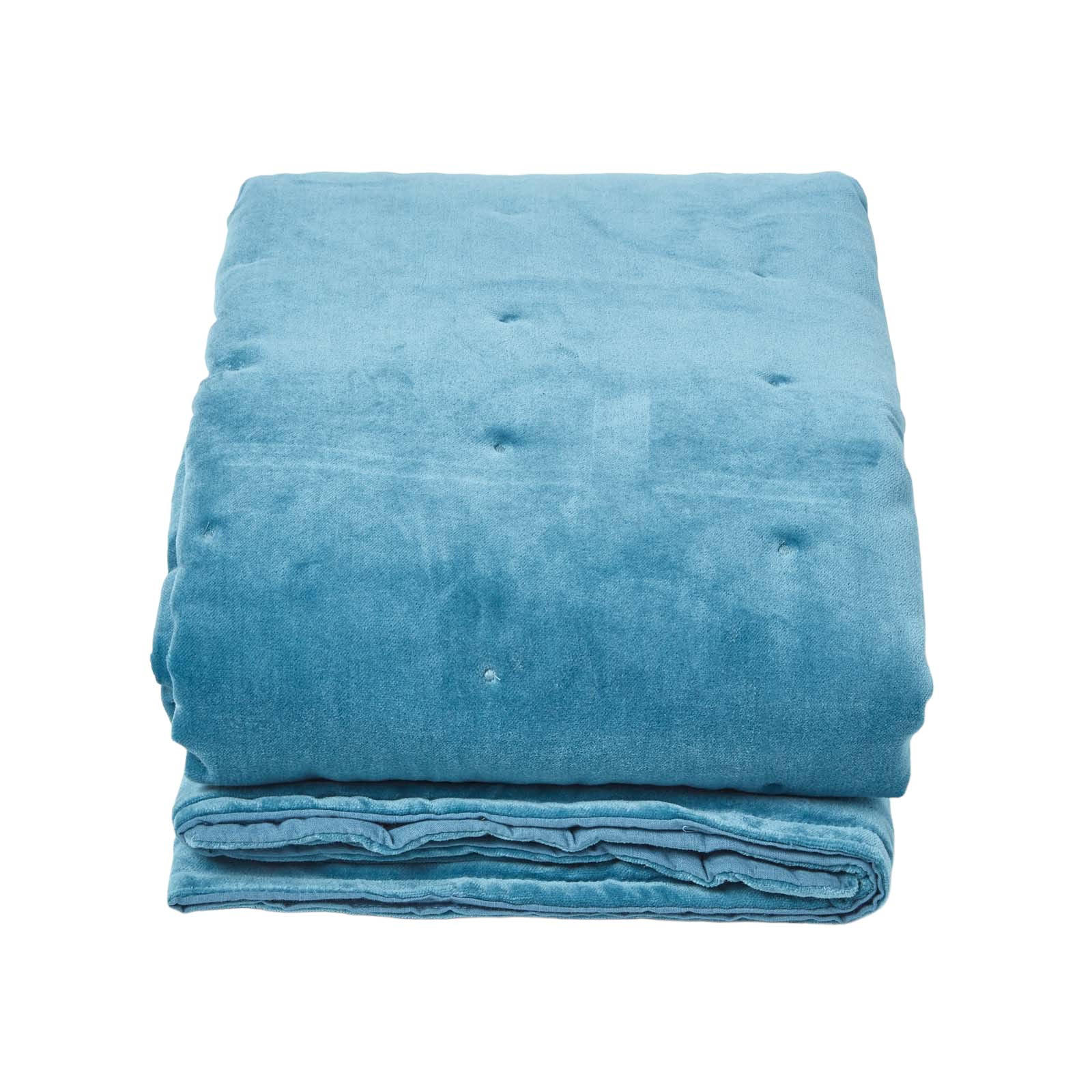 SAMT-KUSCHELDECKE 150/200 cm, Baumwolle wattiert - Blau, Textil (150/200cm) - Homescapes
