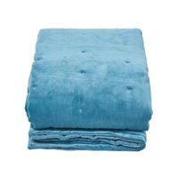 SAMT-KUSCHELDECKE 150/200 cm, Baumwolle wattiert - Blau, Textil (150/200cm) - Homescapes