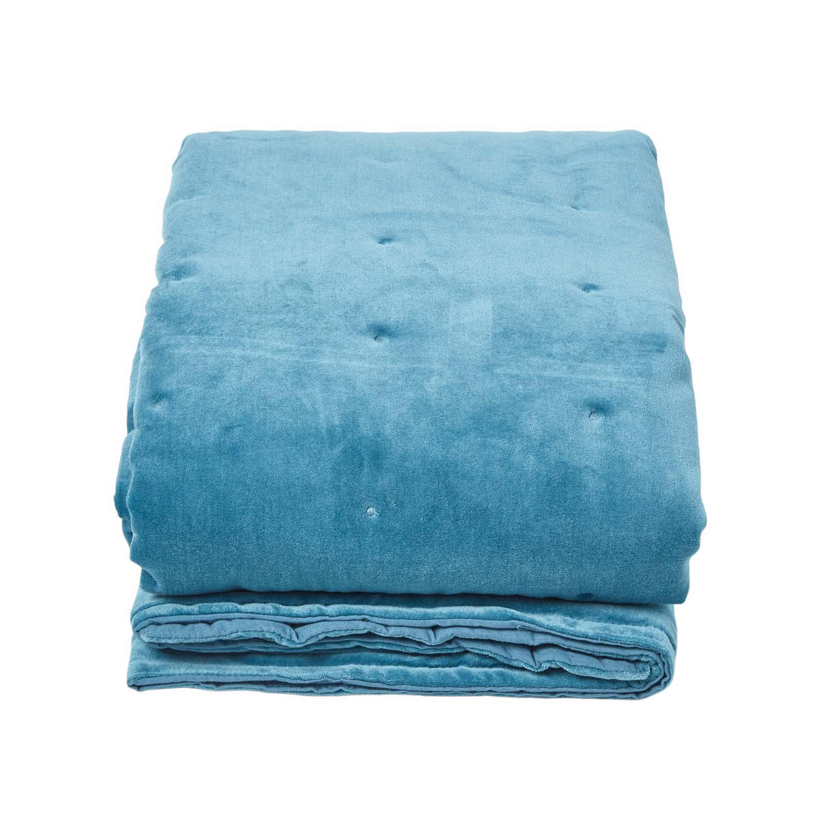 SAMT-KUSCHELDECKE 150/200 cm, Baumwolle wattiert - Blau, Textil (150/200cm) - Homescapes