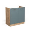 SPÜLENUNTERSCHRANK R-Line Blau-Grau 80 cm ohne AP - Honigeiche/Eiche Wotan, Holzwerkstoff (80/81.6/46cm) - Vicco