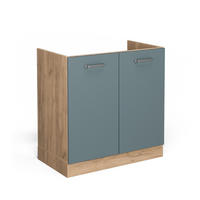 SPÜLENUNTERSCHRANK R-Line Blau-Grau 80 cm ohne AP - Honigeiche/Eiche Wotan, Holzwerkstoff (80/81.6/46cm) - Vicco