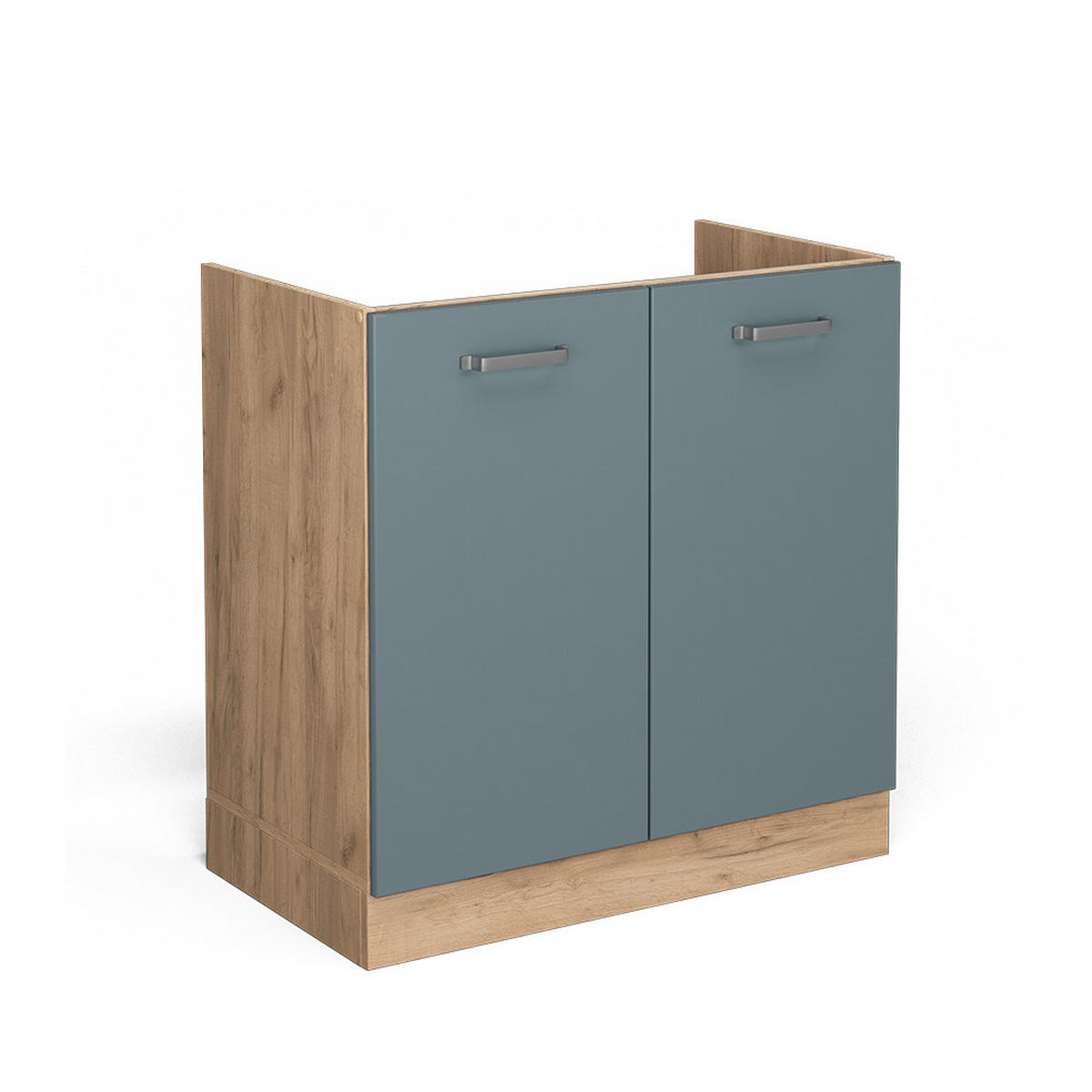 SPÜLENUNTERSCHRANK R-Line Blau-Grau 80 cm ohne AP - Honigeiche/Eiche Wotan, Holzwerkstoff (80/81.6/46cm) - Vicco