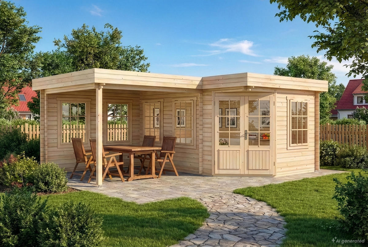 GARTENHAUS Holz Pepe - Naturfarben, Holz (618/228/462cm) - Alpholz