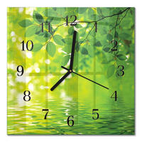 WANDUHR 30x30 cm - Blätter - Grün, Glas (30/30/0.4cm) - TULUP