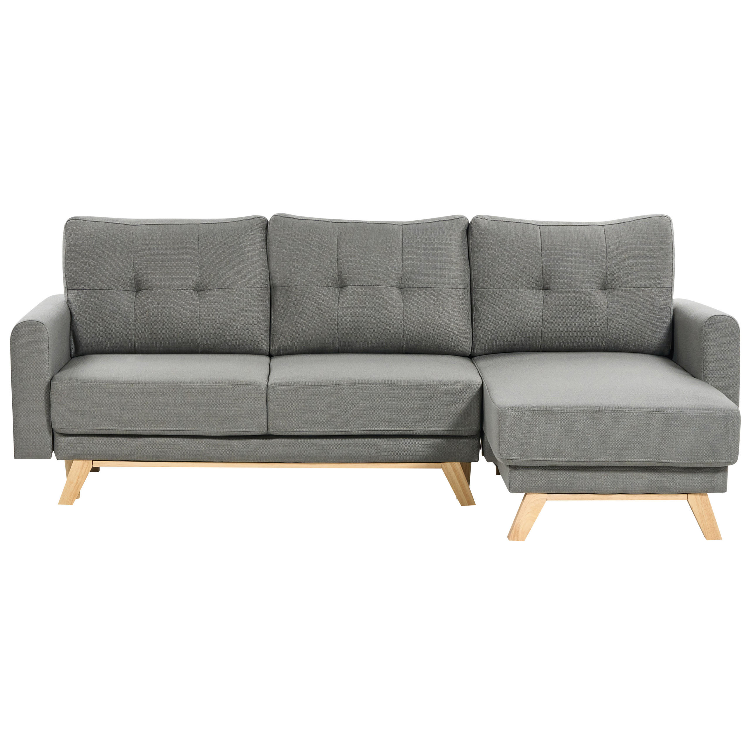 3-SITZER-ECKSOFA grau rechtsseitig mit Schlaffunktion Stauraum Siro - Hellbraun/Grau, Textil (240/142cm) - Beliani