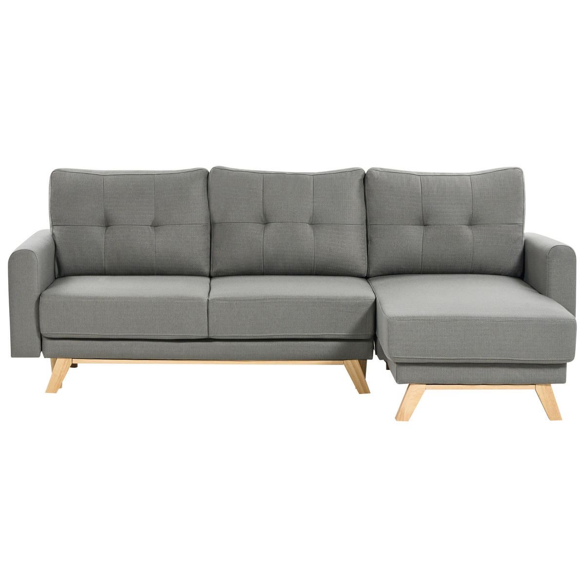 3-SITZER-ECKSOFA grau rechtsseitig mit Schlaffunktion Stauraum Siro - Hellbraun/Grau, Textil (240/142cm) - Beliani