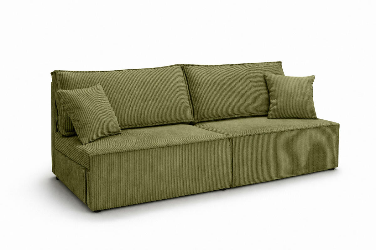 SOFA Mit Schlaffunktion Und Bettkasten, Cordstoff Poso, Olive, BEST MINI - Olivgrün, Holz (200/83/98cm) - Kaiser Möbel