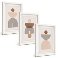 BILDER SET 3er Set - 20x30 cm Weißer Rahmen - Abstrakte braune Formen - Weiß, Kunststoff (20/30cm) - TULUP