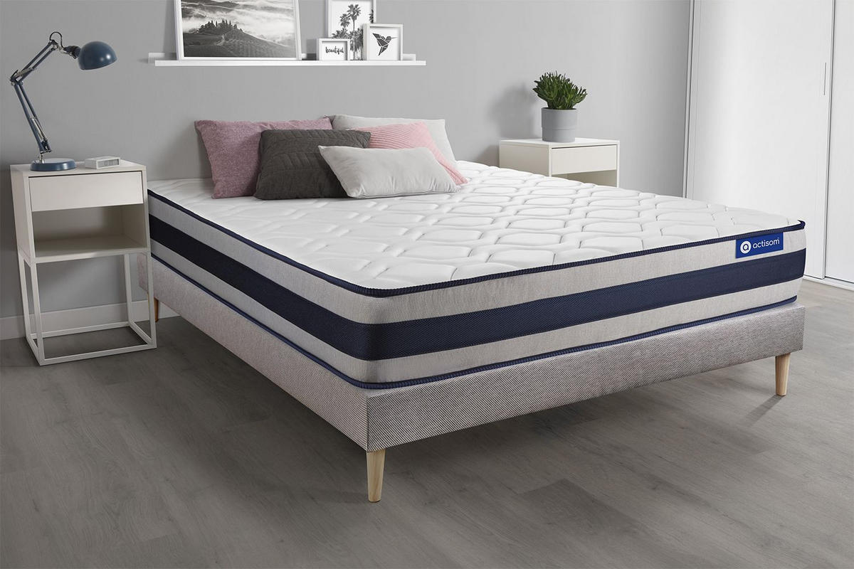 BETT Actimemo ergo Memory-Schaum 90 x 200 cm h3 - Kit Bettgestell Grau - Beige/Grau, Holz (90/200cm) - ACTISOM