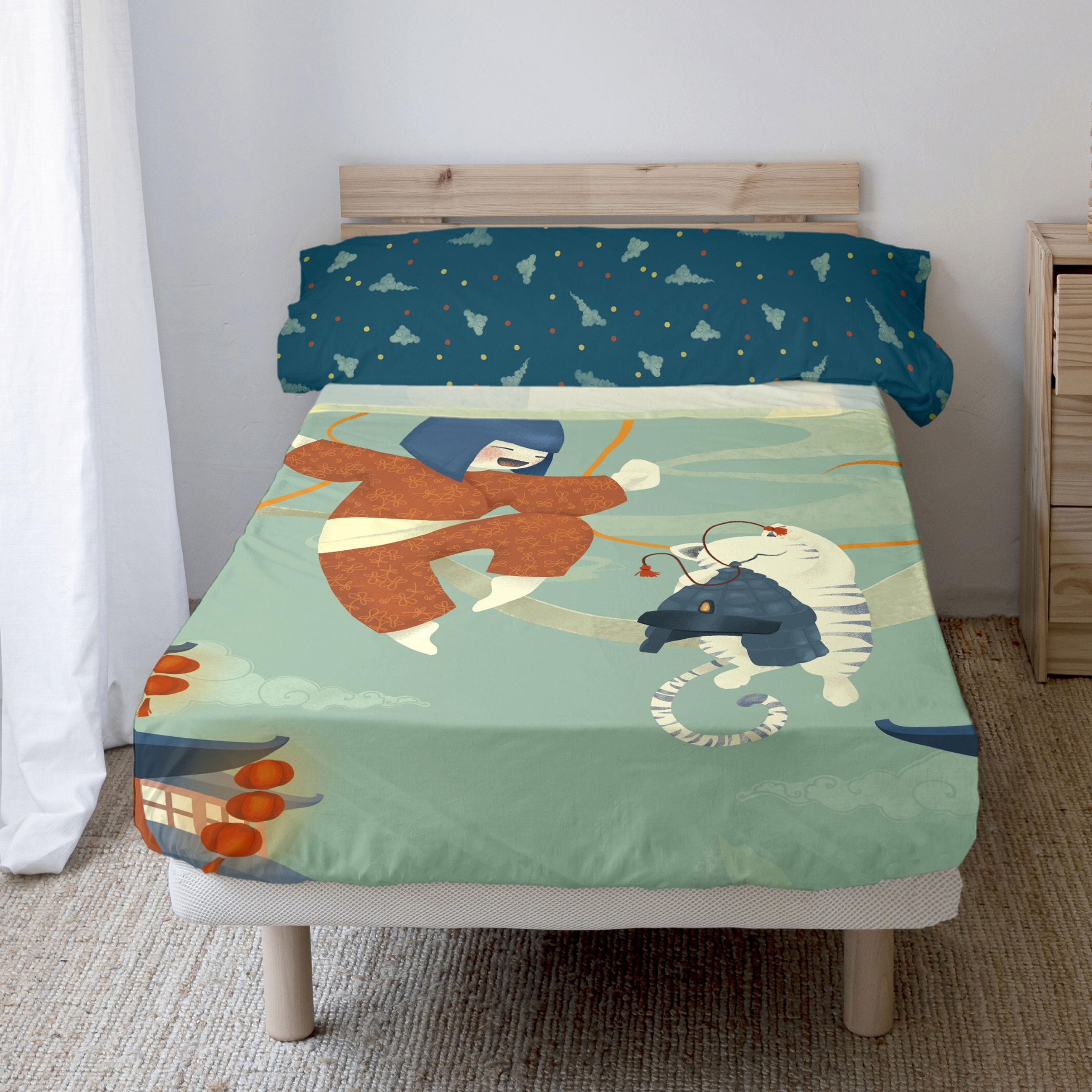 BETTWÄSCHE 2er-Set teiliges the warrior 180x270 cm mehrfarbig - Multicolor, Textil (180/270cm) - Happy Friday