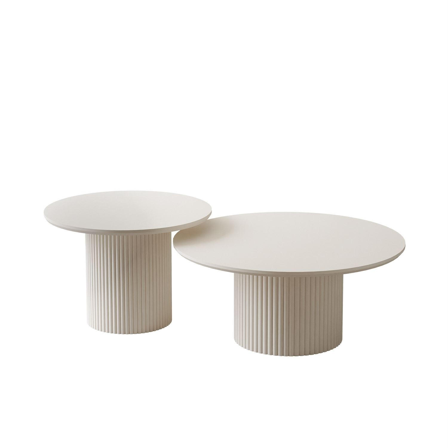 COUCHTISCH OVI 2in1 mit geriffeltem Fuß Ivory - Creme, Holzwerkstoff (60/60/42cm) - Lookway