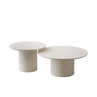 COUCHTISCH OVI 2in1 mit geriffeltem Fuß Ivory - Creme, Holzwerkstoff (60/60/42cm) - Lookway