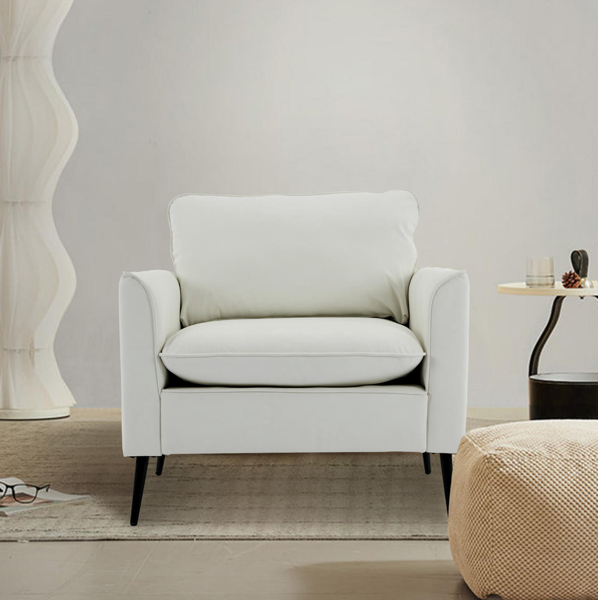 SESSEL Einzelsitzer Kunstleder White - Weiß, Holzwerkstoff (68/80/80cm) - Meubliv