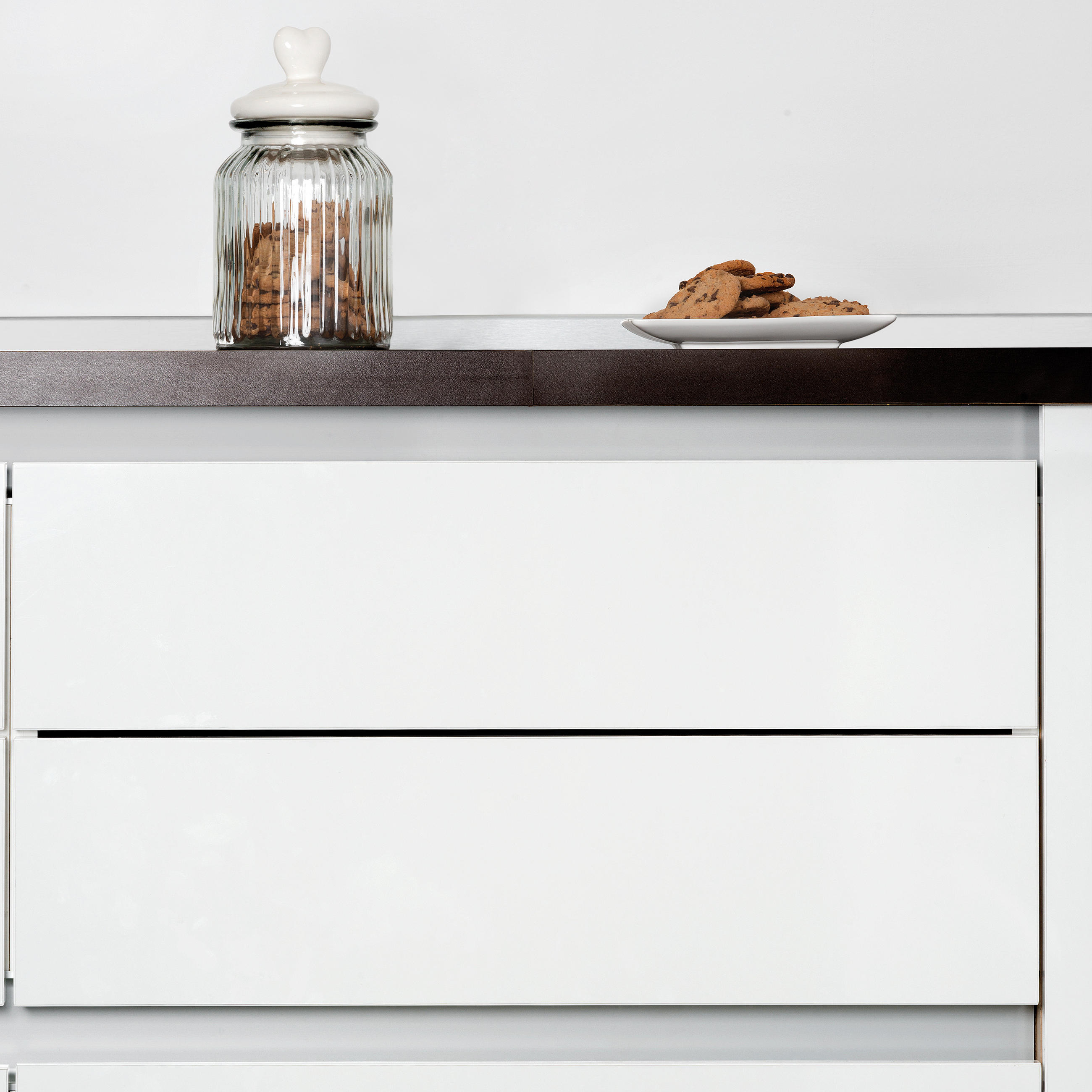 AUFLOTPROFILE Gola für Küchenmöbel, Länge 2,35m, mit Zubehör, Aluminium, matt eloxiert 2er-set - Grau, Metall (2.43/235cm) - EMUCA