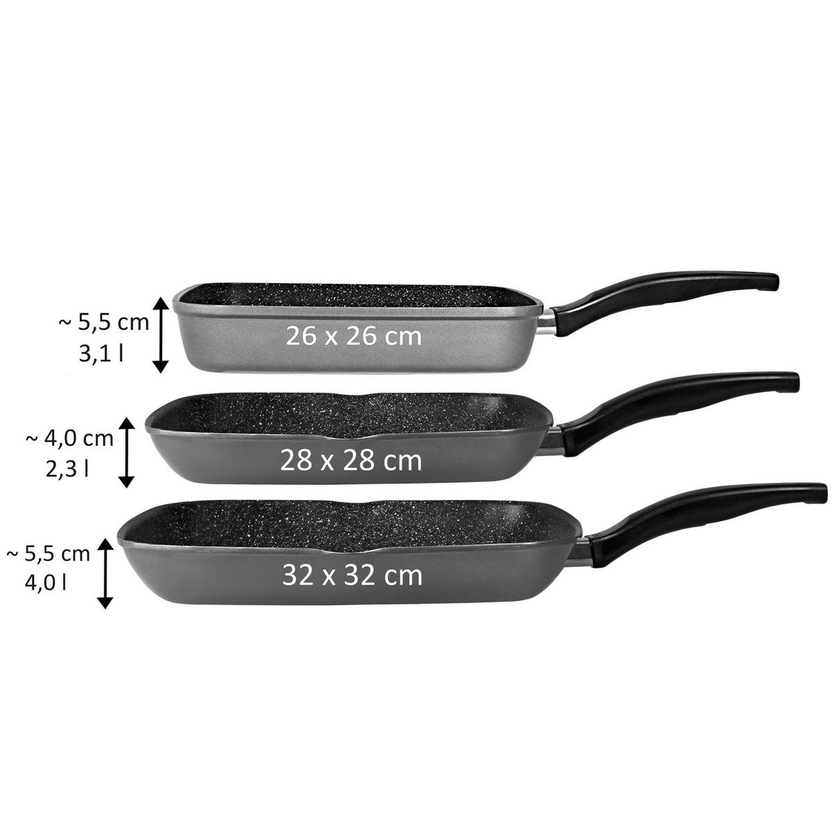GRILLPFANNE - Grau, Metall (28cm) - Stoneline