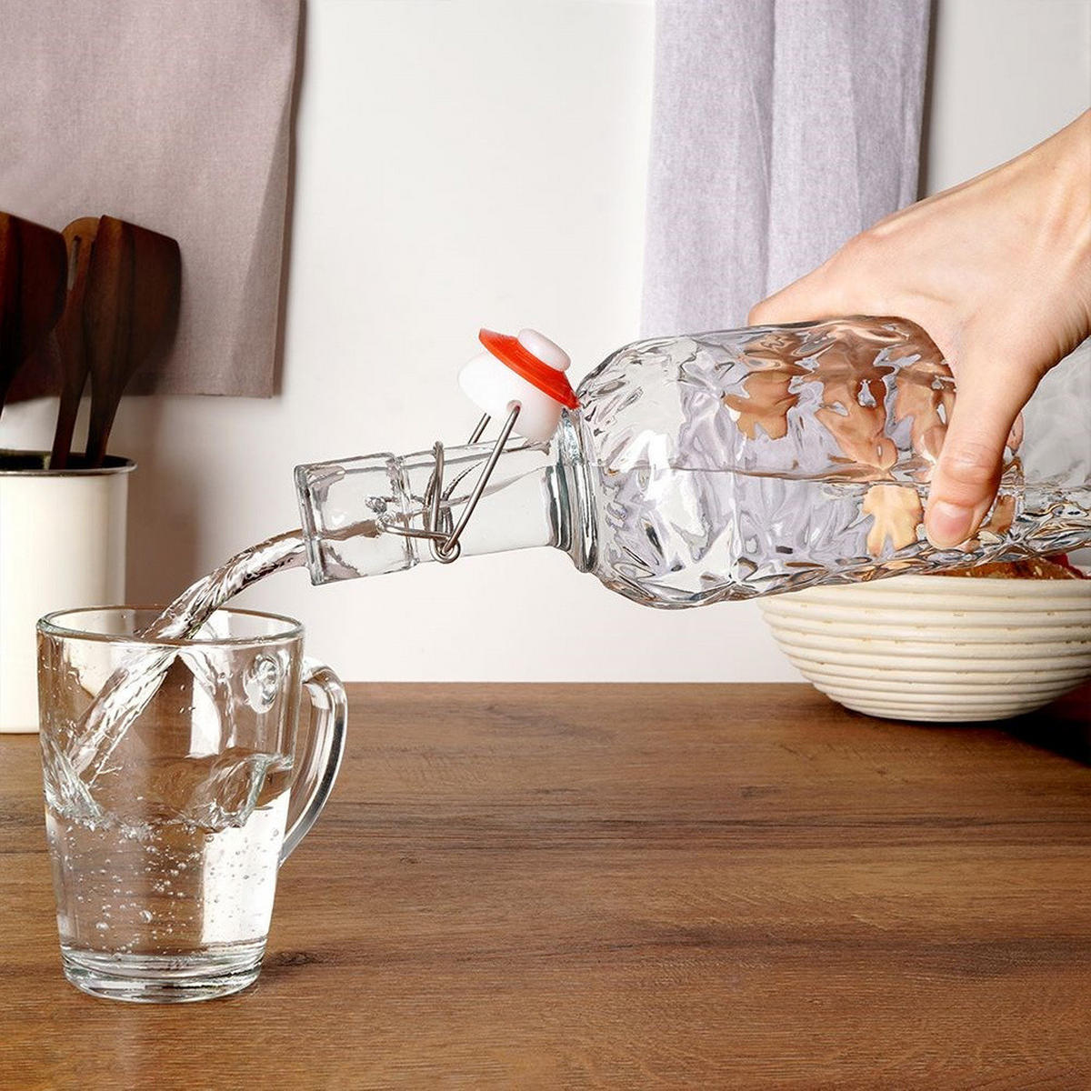KARAFFE Bügelverschluss 1,1 l Transparent - Transparent, Glas (8.5/34/8.5cm) - Orion 